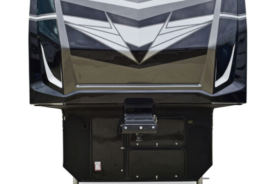 Front exterior view of the 2020 Heartland RV, showcasing its sleek design, prominent front cap, and bold styling.