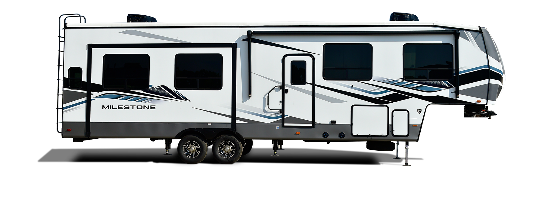 Milestone brand RV exterior with sleek design and bold colors.