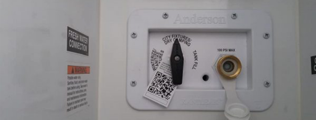 A close up of an RV's utility distribution center.
