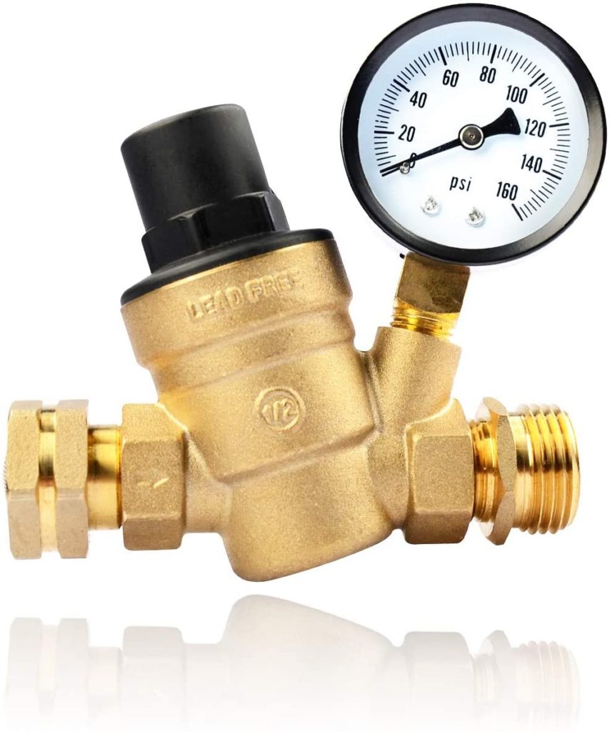 A water pressure regulator hose attachment.
