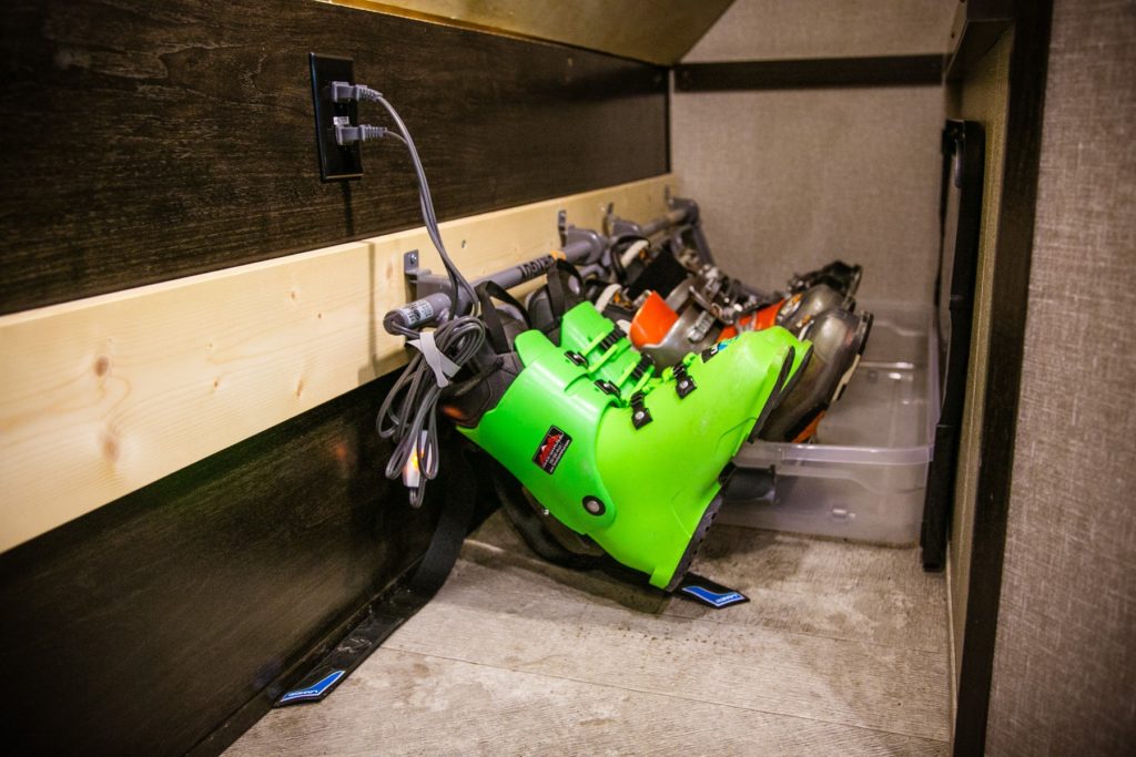 A custom built boot drying rack by RVers who love to ski.