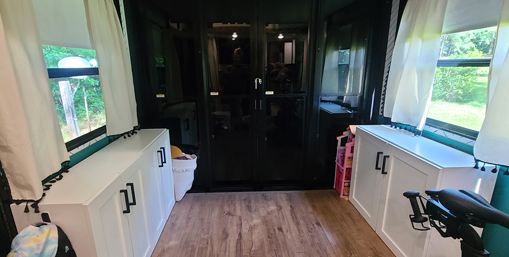Organizing kids' gear in your rv by installing cabinets