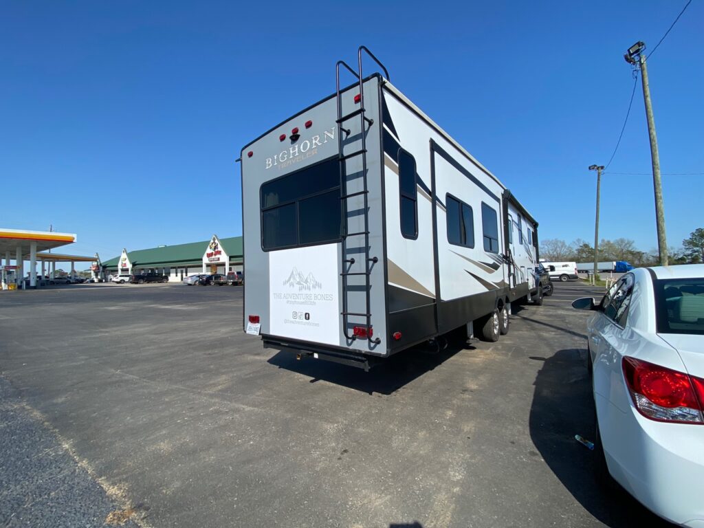 Truck stops are great for travel days as they have enough space and almost always have diesel fuel. 