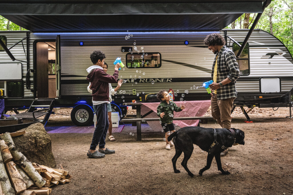 Awnings are a great way to keep pets cool outside.