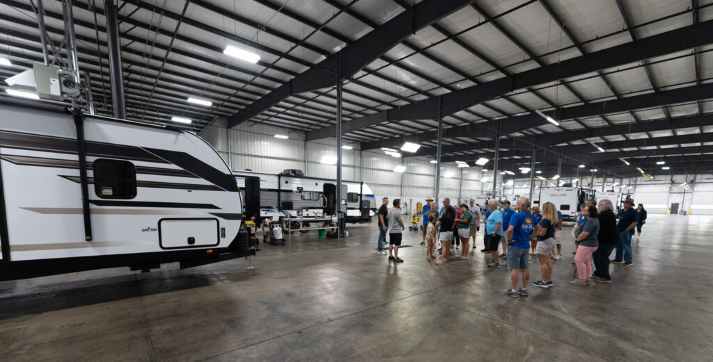 At national RV rallies, owners have the chance to see production facilities. 