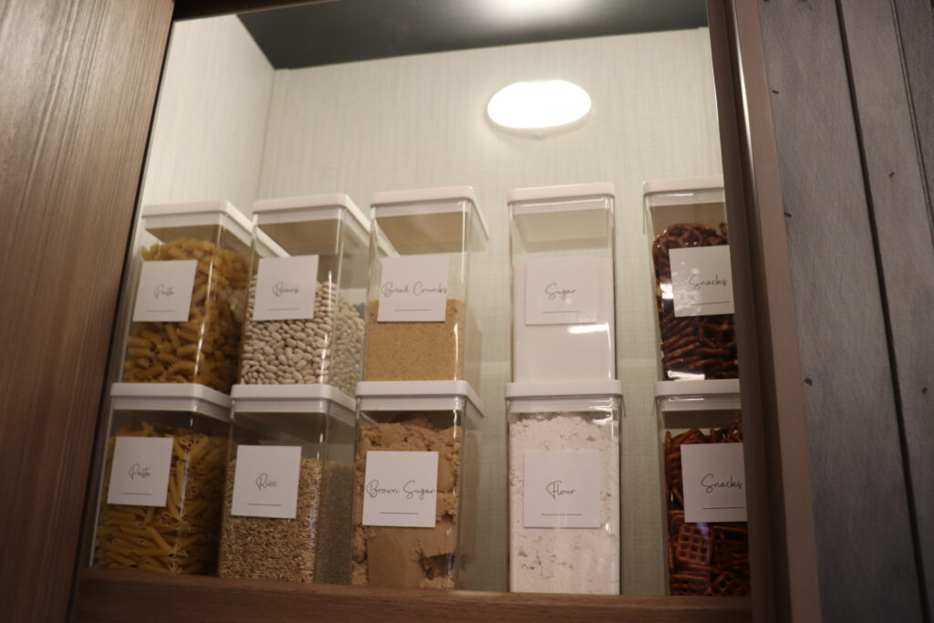 Clear containers are an aesthetic way to organize and maximize storage.