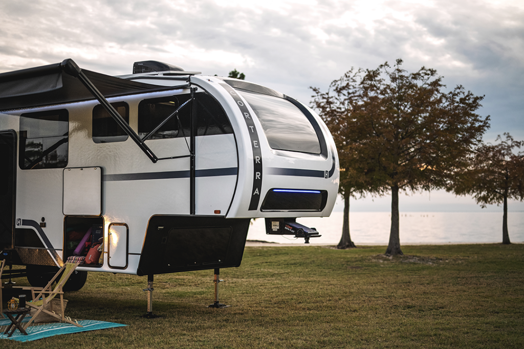 Fifth wheels have their own style of hitch that attaches to your tow vehicle from the truck bed.